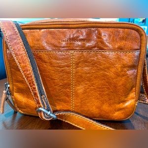 Jack Georges Voyager double zipper crossbody purse